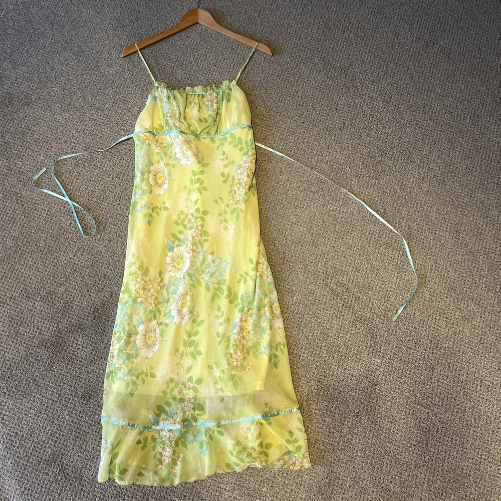 Green Floral Midi Slip Dress - Lightweight Summer Dress - Picture 8 of 9